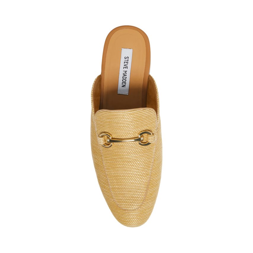 Mulas Steve Madden Mateo Natural Raffia Hombre Doradas | ES GV214E